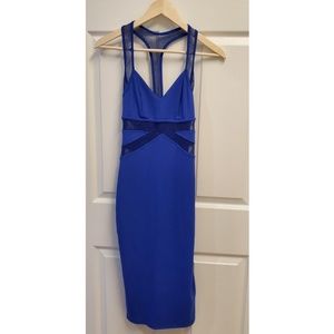 Bebe blue net bandage midi dress small